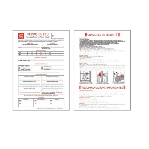 Permis de feu - Formulaires par liasse de 3