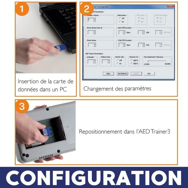 configuration trainer 3 laerdal défibrillateur de formation 