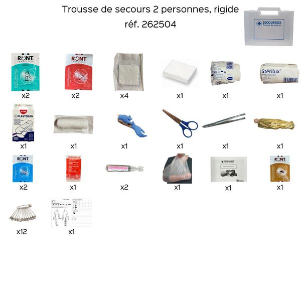 Trousse de secours 2 personnes remplie - Polypropylène