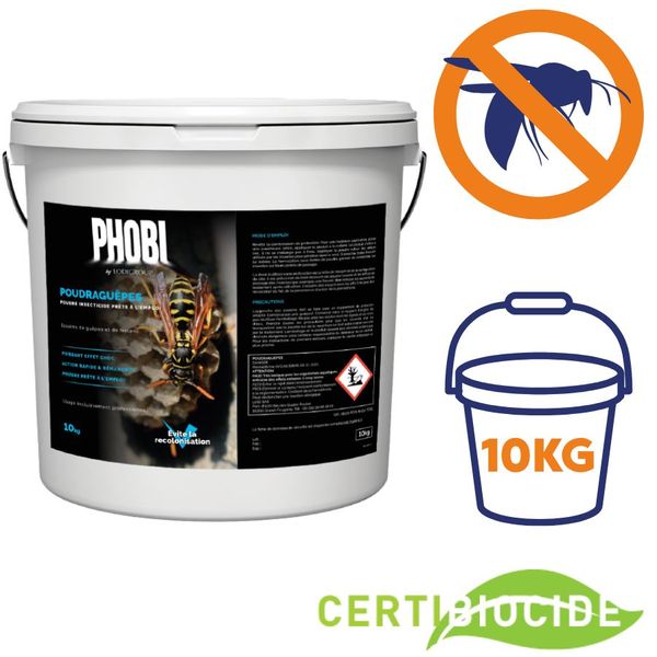 Poudre insecticide anti guêpes Poudraguepes 10 kg anti guêpe avec certibiocide 