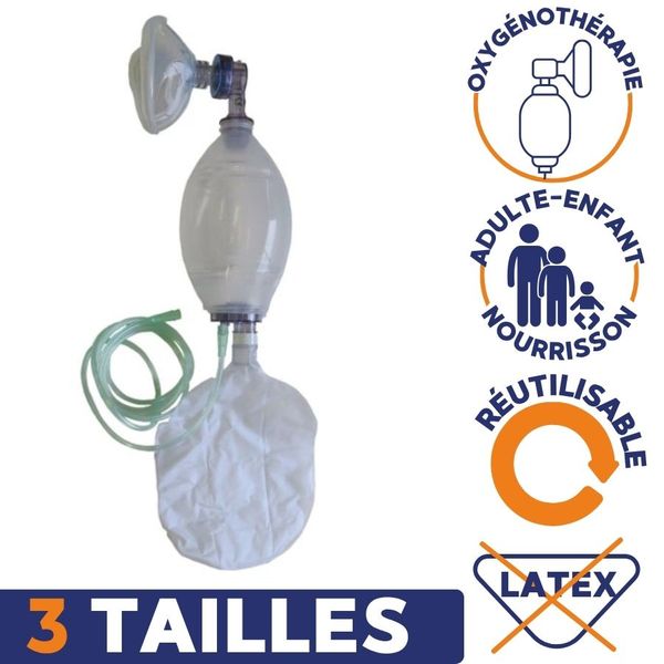 3 tailles Insufflateur réutilisable pour oxygénothérapie adulte enfant et nourrisson 