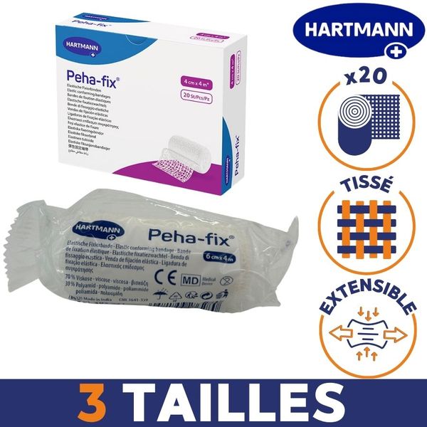 boite de 20 bande extensible​ tissé hartmann 3 tailles disponibles 