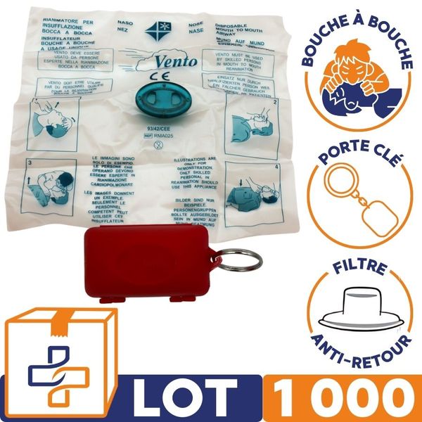 Masque bouche à bouche avec porte clé rigide - Lot de 1000