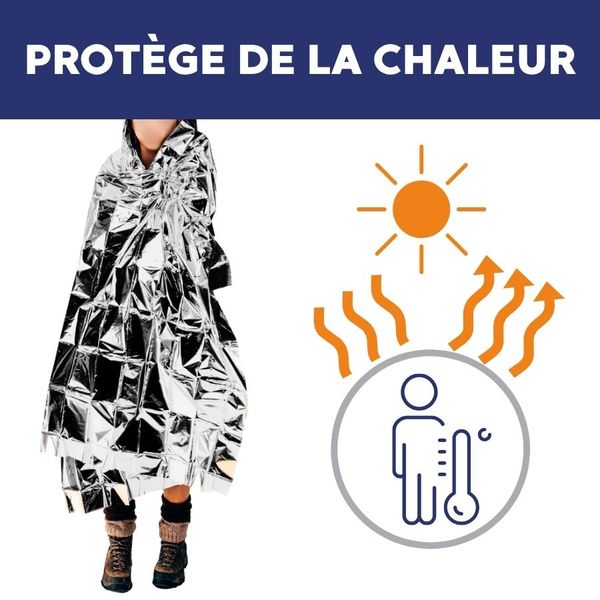 couverture de survie sens​ argenté pour protéger de la chaleur