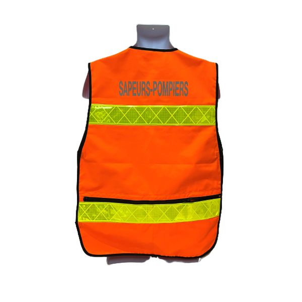 Gilet haute visibilité pompier orange marquage "Sapeurs pompiers"