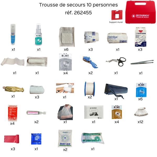 Trousse de secours 10 personnes remplie - Polypropylène
