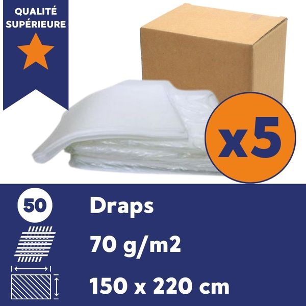 Drap de glisse 70 gr de transfert - 5 Cartons de 50 - 150x220 cm