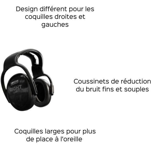 Casque anti-bruit Left / Right Noir atténuation moyenne