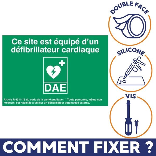 Panneau défibrillateur 30 x 20 cm en PVC