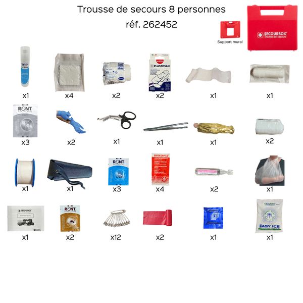 Trousse de secours 8 personnes remplie - Polypropylène