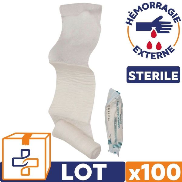 Pansement compressif stérile blanc 10 x 12 cm - Lot de 100