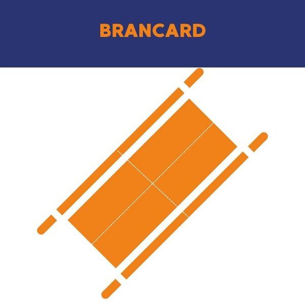 Brancard pliable en 4 alu robuste toile ignifugée 4 pieds 2 sangles