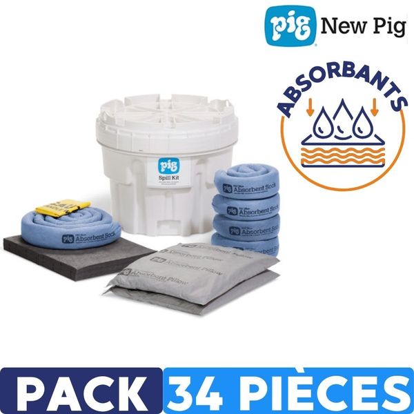Kit 34 pièce d'intervention anti déversement absorption new pig