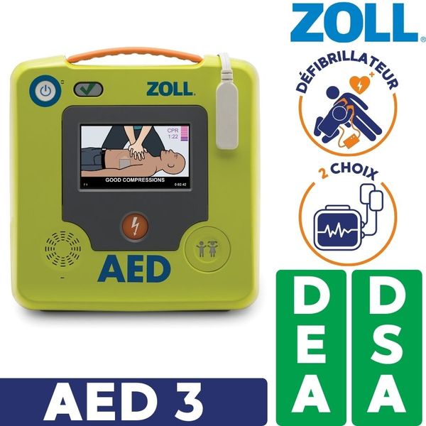 défibrillateur aed 3 zoll 2 choix dsa et dea