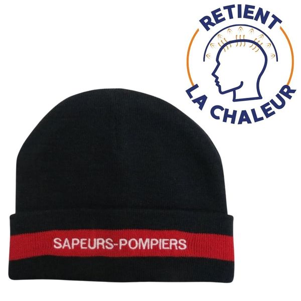 Bonnet pompier marine à bande rouge