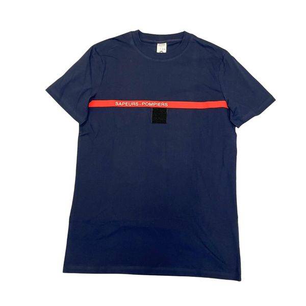 T-shirt manches courtes marine bande rouge