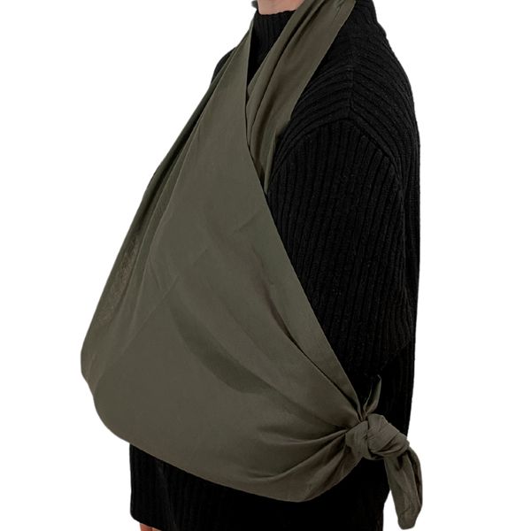 Echarpe triangulaire d'immmobilisation en coton khaki foncé