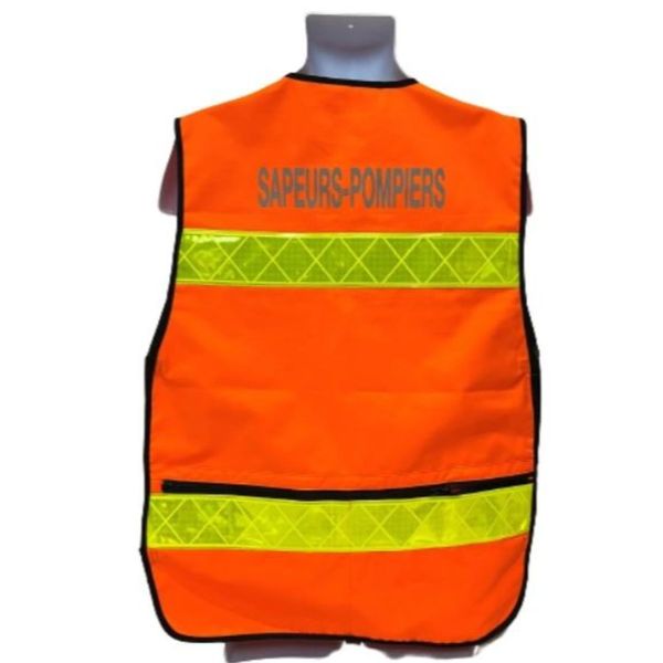 Gilet haute visibilité pompier orange marquage "Sapeurs pompiers"