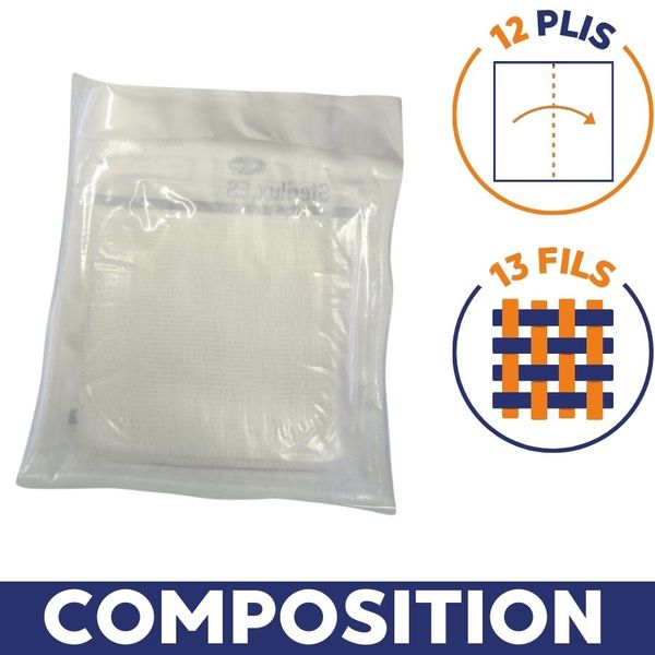 composition 75 blisters de 2 compresses de gaze stérile Stérilux hartmann 