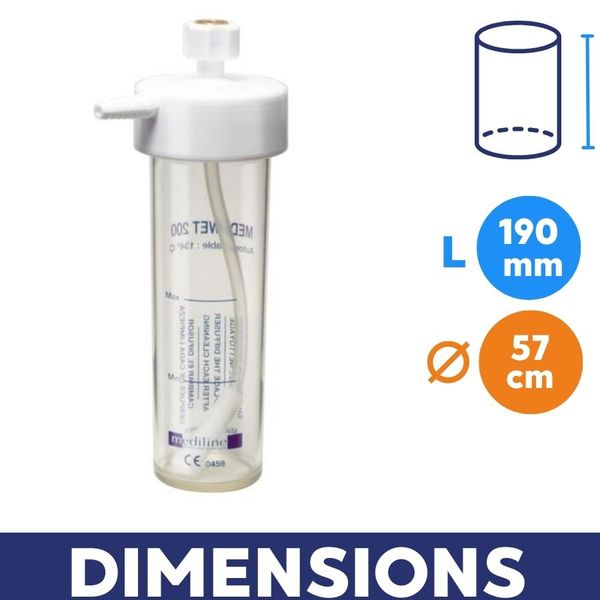 dimension Humidificateur 200 ml Mediwet réutilisable