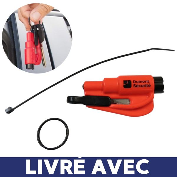 Coupe ceinture et brise vitre Resqme - Porte clés 2en1