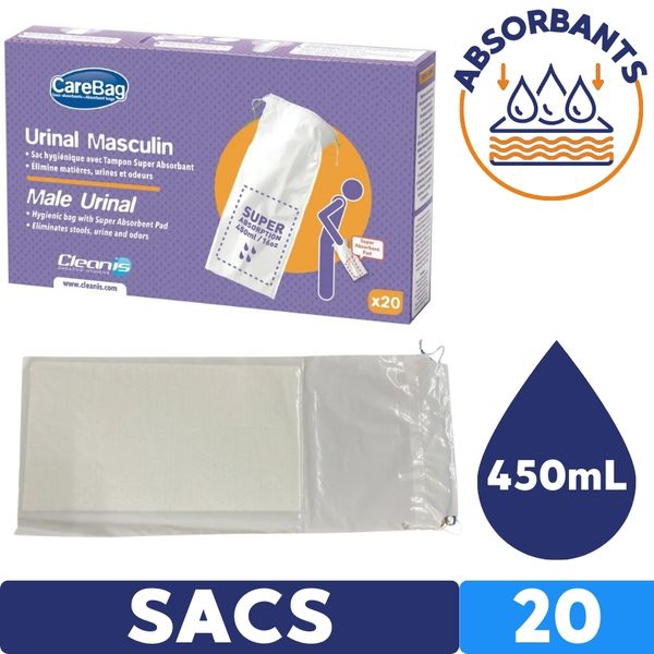 sac collecteur urine​ capacité 450ml boite de 20 sac urinal super absorbant