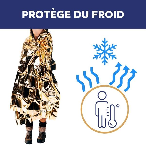 couverture de survie sens​ doré pour protéger du froid