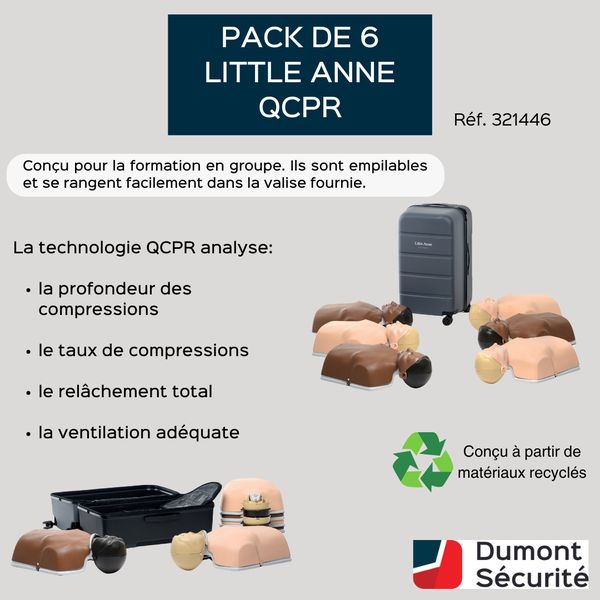 Mannequin secourisme Laerdal little Anne QCPR - Lot de 6 livré en une valise