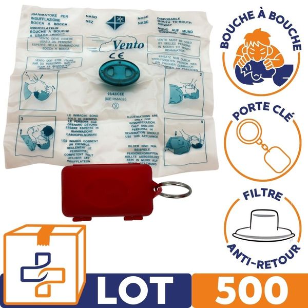 Masque bouche à bouche avec porte clé rigide - Lot de 500