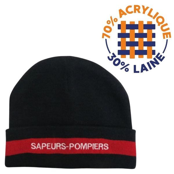 Bonnet pompier marine à bande rouge