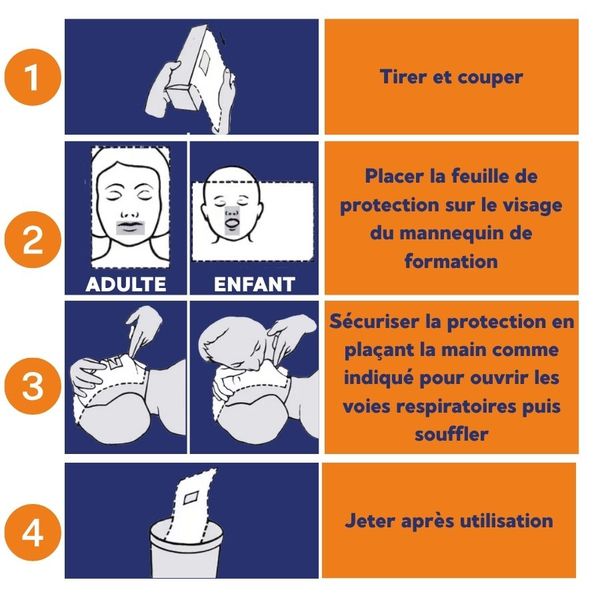 comment utiliser la feuille de protection bouche à bouche laerdal pour mannequin de formation psc 