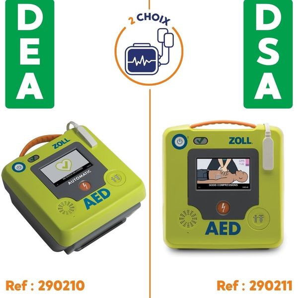 2 choix de défibrillateur dsa et dea