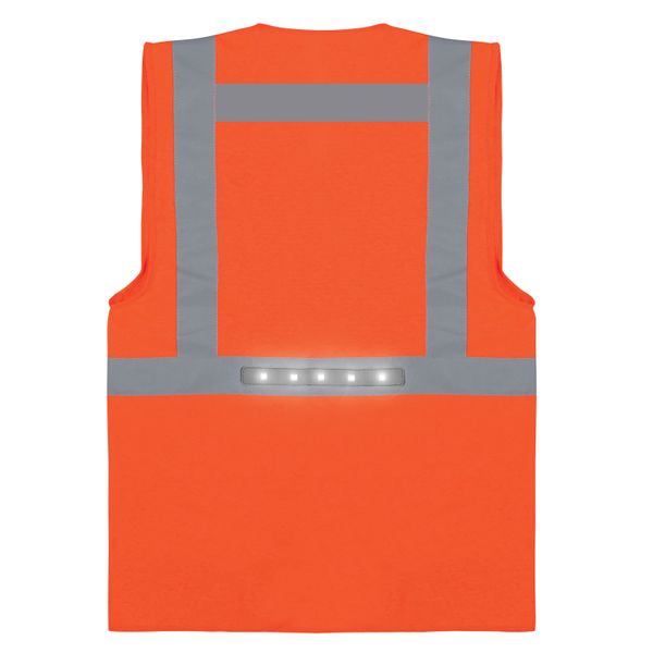 Gilet haute visibilité orange avec LED et poches