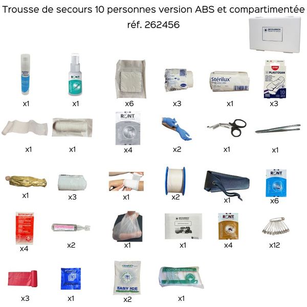 trousse secours 10 personnes abs compartimentée