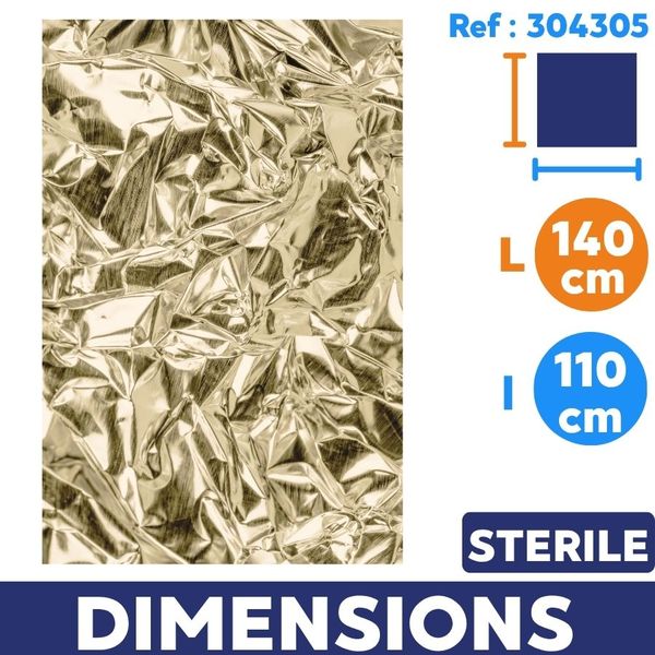 dimension couverture de survie 140*110cm stérile pour enfant