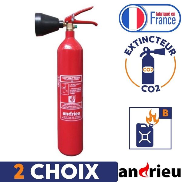 2 choix d'extincteur co2 andrieu fabriqué en france feu classe b