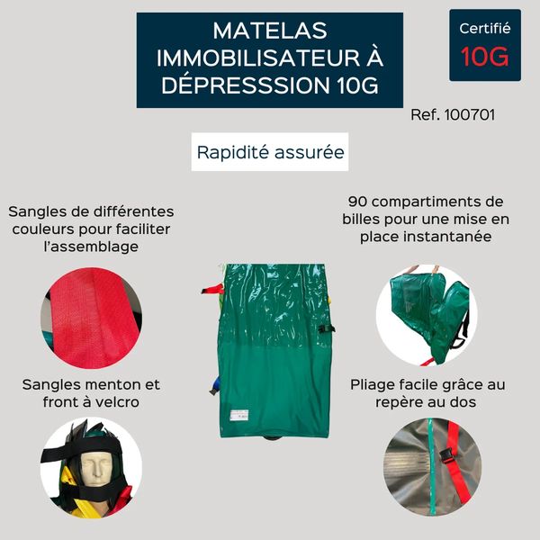 Matelas immobilisateur 10G billes compartimentées