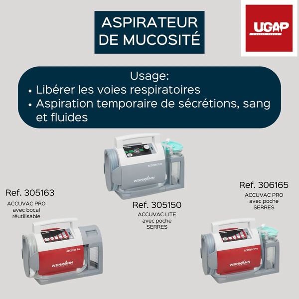 Aspirateur de mucosités Accuvac lite avec système à usage unique