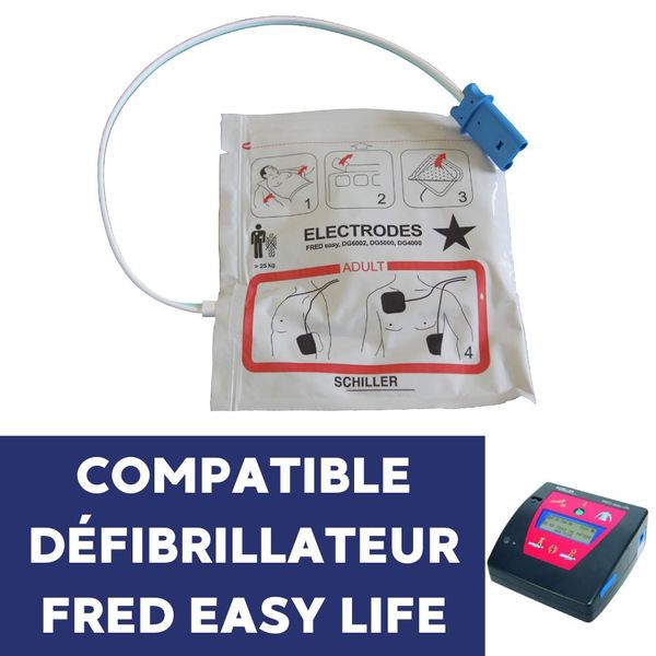 Electrode défibrillateur Schiller Fred Easy pré-connectées