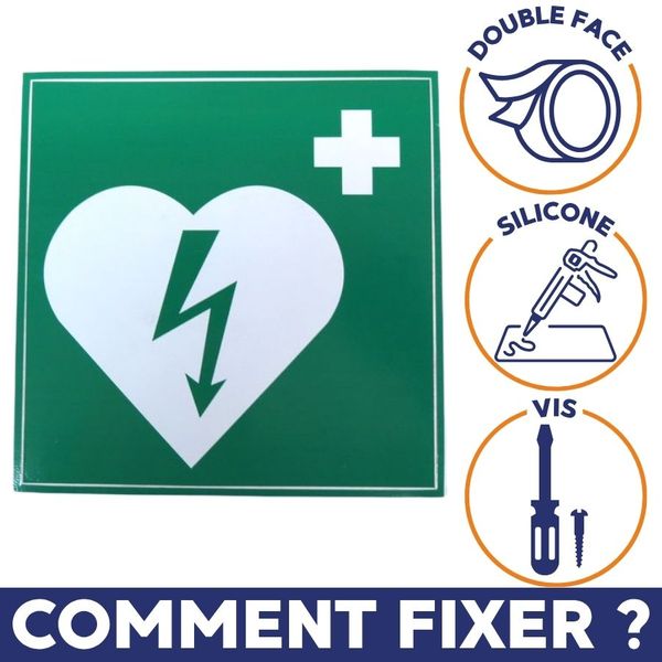 comment fixer un panneau défibrillateur ? double face, silicone et vis