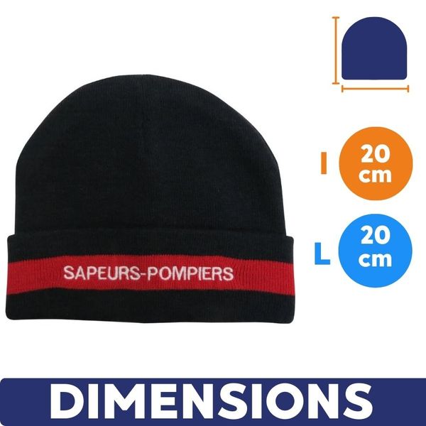 Bonnet pompier marine à bande rouge