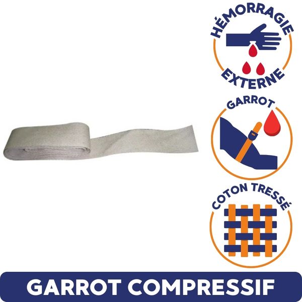 Garrot coton tressé - dispositif médical robuste pour compression