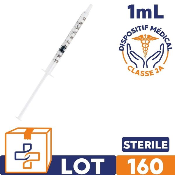 Seringue insuline 3 pièces 1ml  - Lot de 160