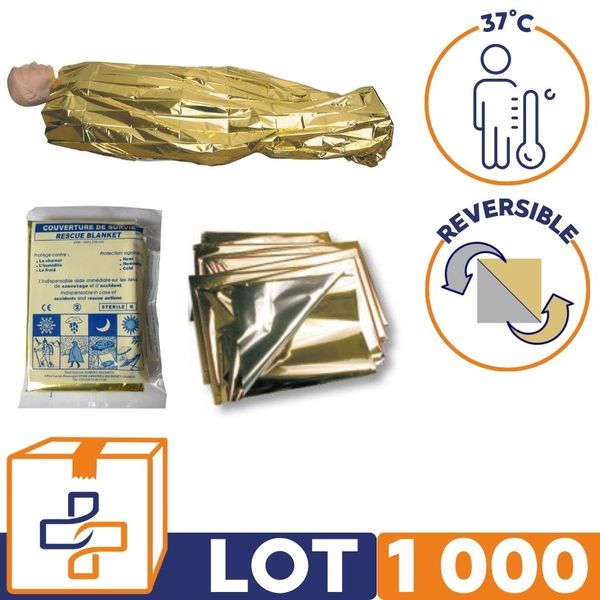 lot de 1000 couvertures de survie réversible réversible double face 