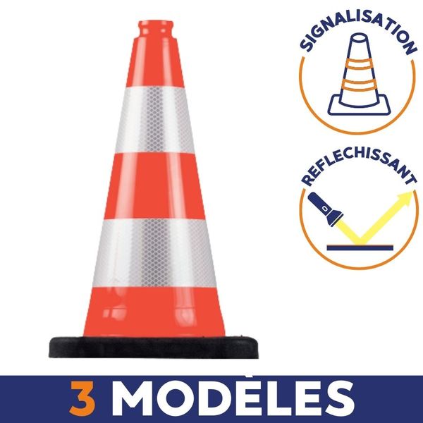 3 modèles Cône de chantier signalisation k5a reflechissant