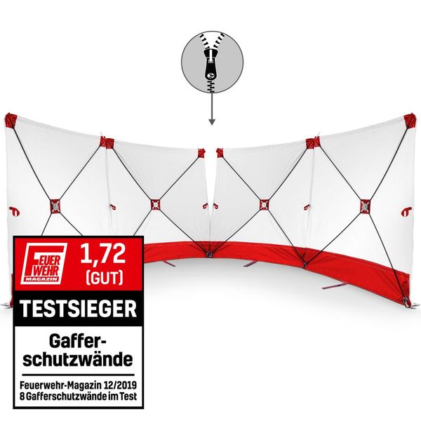 Ecran de protection mobile séparables 4x 180 x 180 cm blanc et rouge