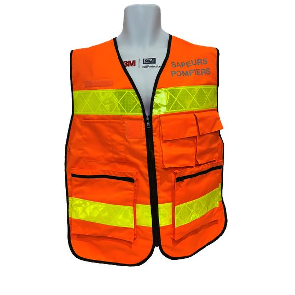 Gilet haute visibilité pompier orange marquage "Sapeurs pompiers"