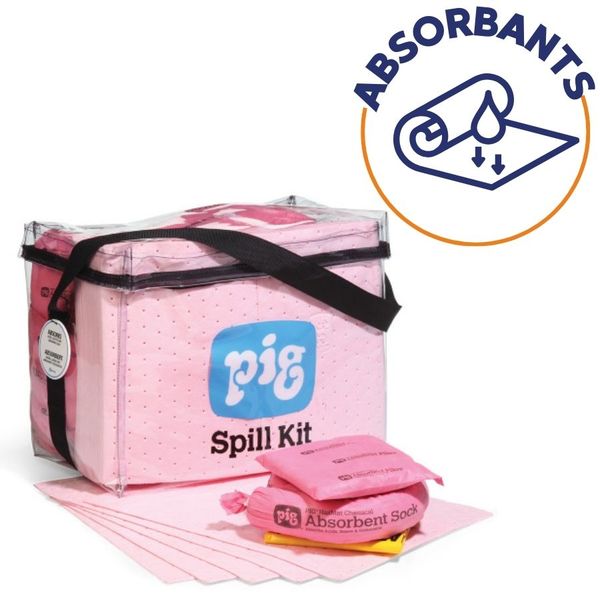 Kit d'absorbants PIG® Clear Cube pour produits chimiques