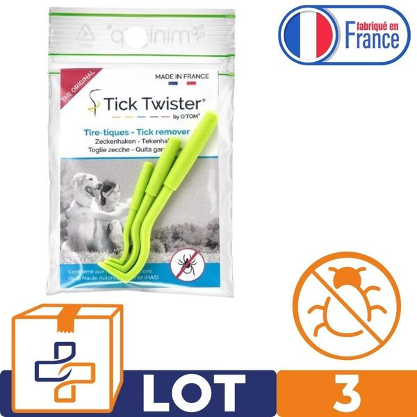 Sachet de 3 tire-tiques O'TOM-3 tailles : petit, moyen, grand