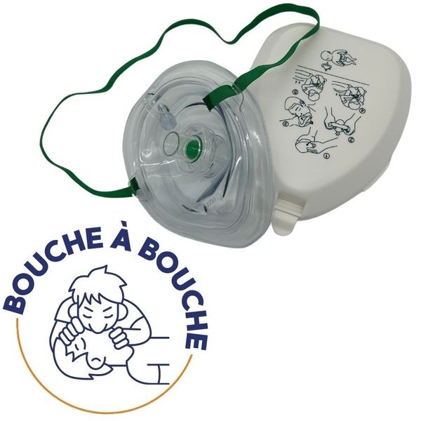 Masque de bouche à bouche en étui plastique rigide